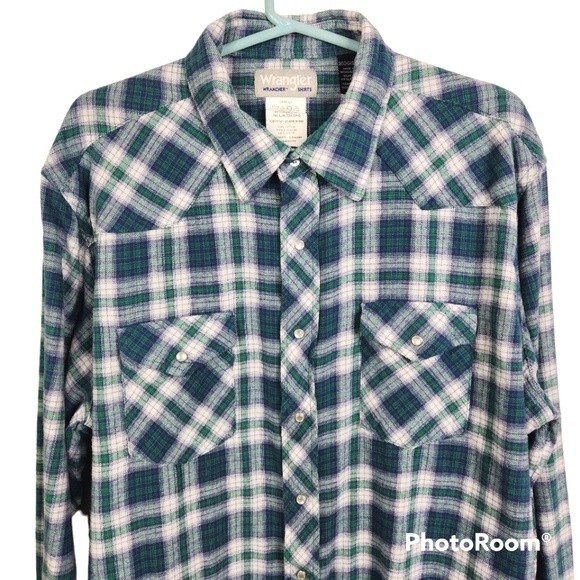 Wrangler Wrancher Shirts Men's Peal Snap Button Down Size 2XT - Picture 3 of 6
